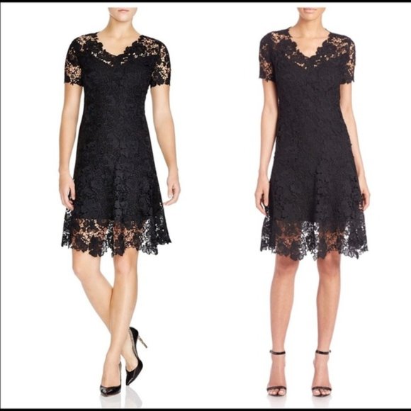 New Elie Tahari Samira broderie anglaise floral peekaboo lace midi dress